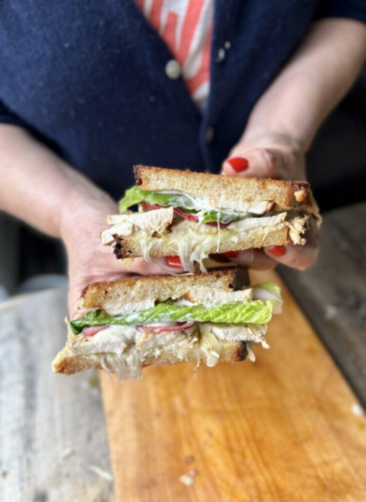 Cross section Chicken Caesar Sandwich