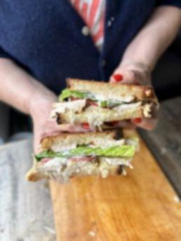 Cross section Chicken Caesar Sandwich