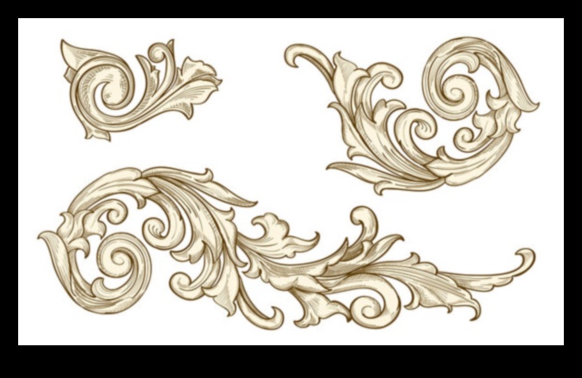 Πλούσια σχέδια χειρογράφων επιχρυσωμένα χειρόγραφα 3 Επιχρυσωμένα ειλητάρια: Τα πολυτελή σχέδια των μπαρόκ χειρογράφων